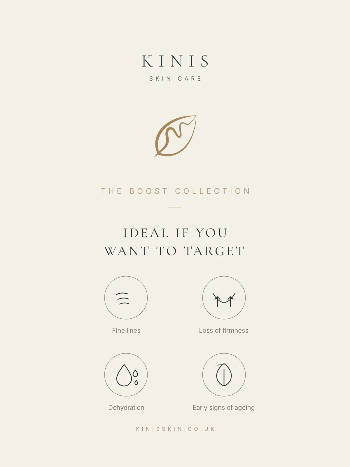The Boost Collection is ideal if you want to target: Fine lines · Loss of firmness · Dehydration · Early signs of aging